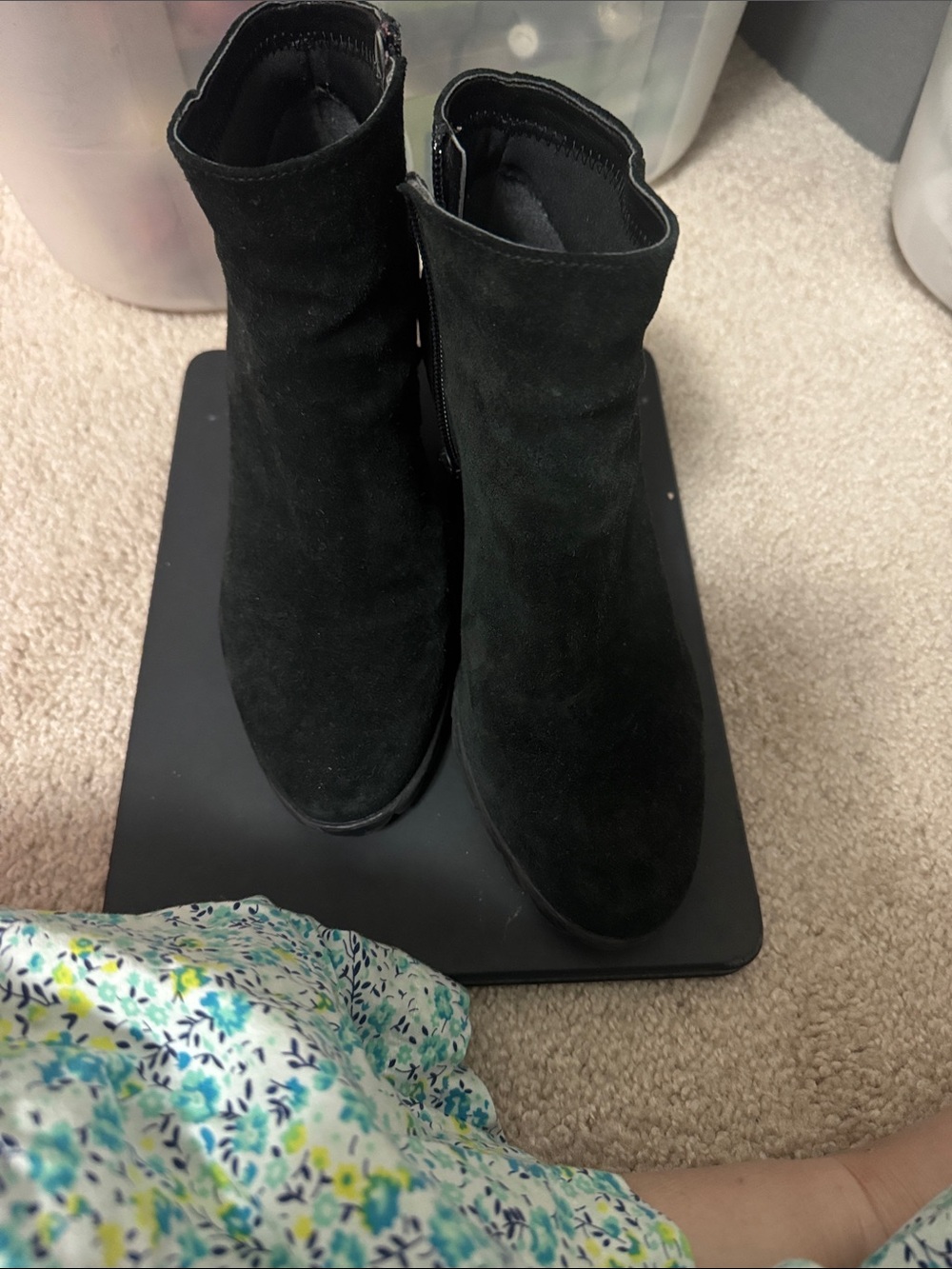 THE FLEXX Black Suede Ankle Booties with Side Zip